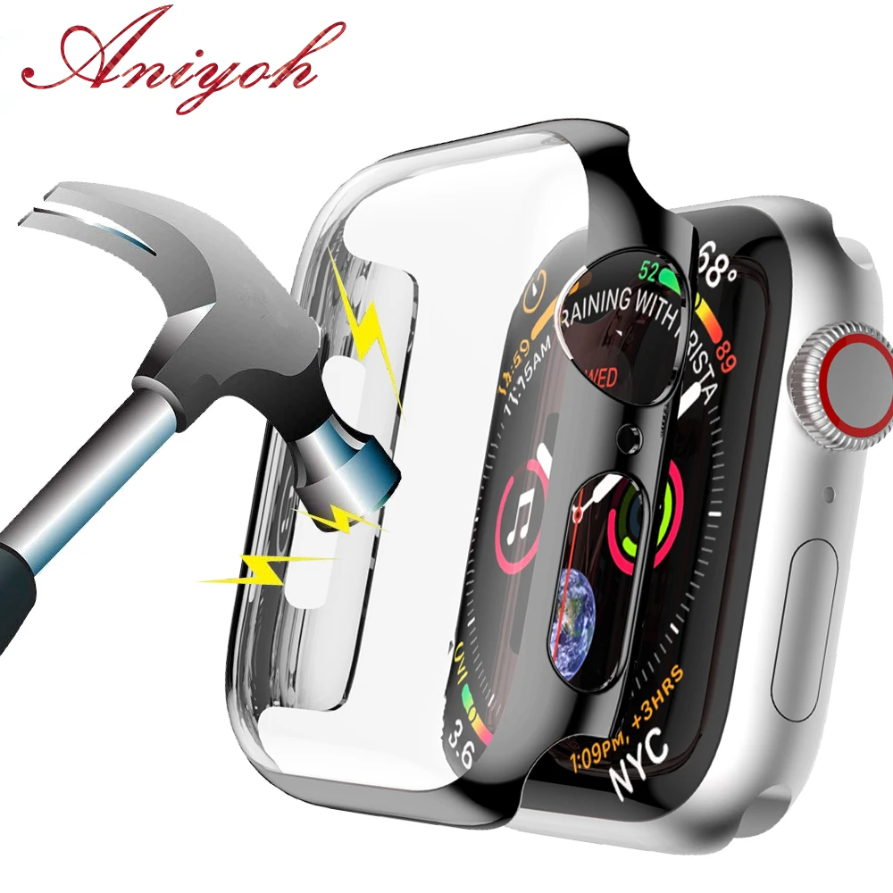 Aniyoh полный Чехол для экрана Apple Watch 40 мм 44 PC покрытый защитный чехол iWatch 38 42 серии 4 3