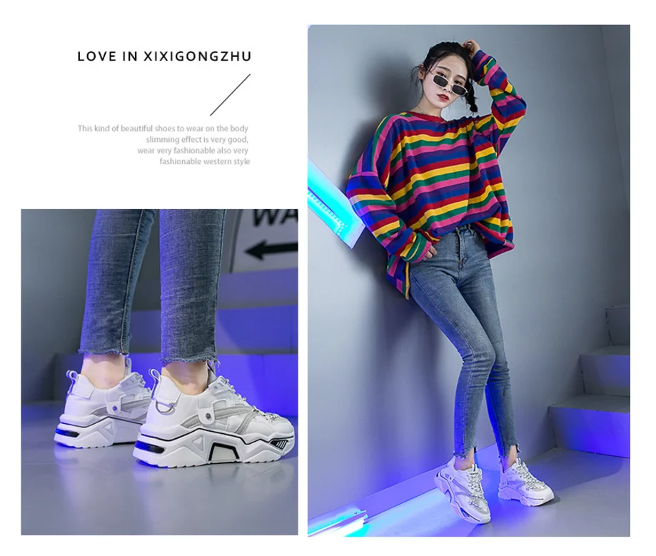 Women Sneakers White Fashion Retro Platform Running Shoes Lady summer footwear Breathable zapatillas de mujer N4-13