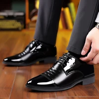 men formal leather shoes men leather shoes pu lace breathable solid color anti slip and waterproof men casual leather shoes