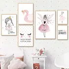 Розовая Балерина картина для комнаты девочек скандинавские плакаты и принты для письма настенное искусство холст картины для домашнего декора