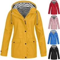 women jacket coat waterproof windproof solid rain outdoor waterproof hooded raincoat outdoor hiking clothes lightweight r5