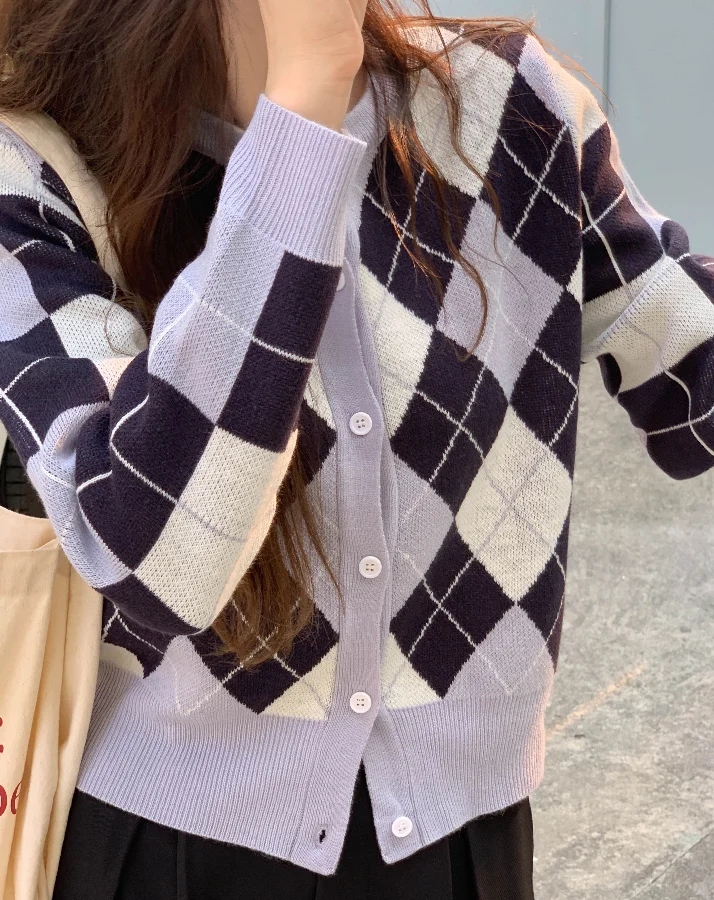 Женский трикотажный кардиган с длинными рукавами повседневный круглым вырезом в