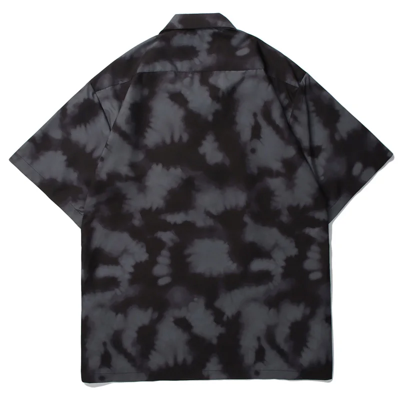 Summer 2021 Mens Tie Dye Print Hawaiian Beach Shirts Harajuku Fashion Short Sleeve Blouse Punk Unisex Shirts Tops Streetwear