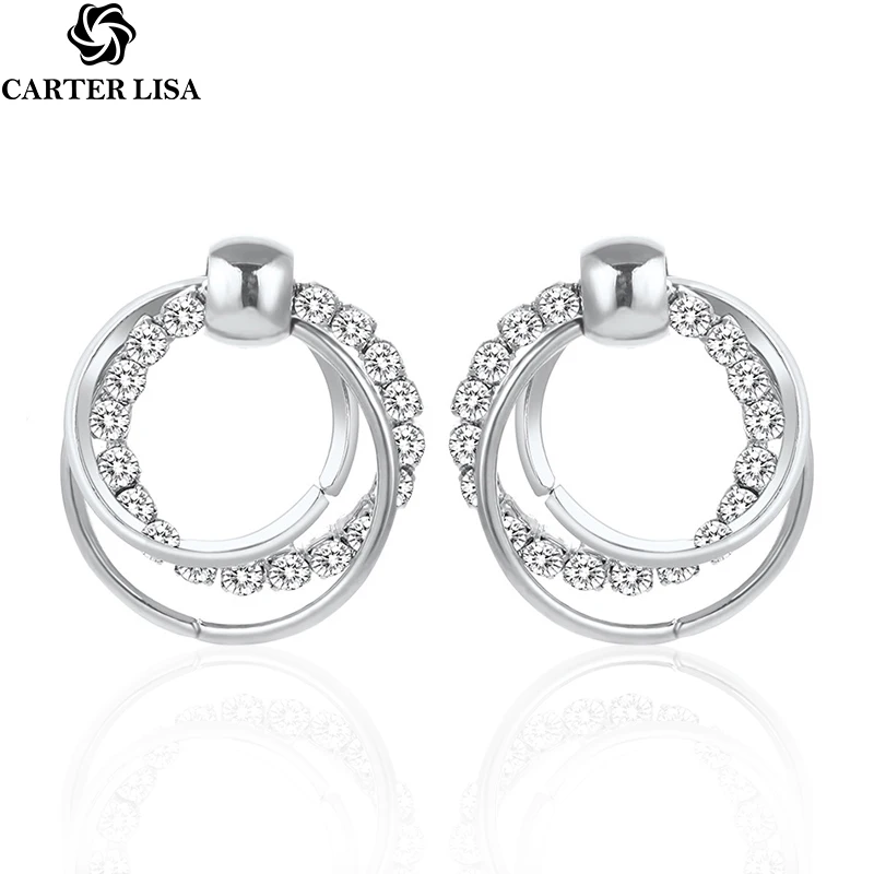 CARTER LISA новые модные изысканные круглые серьги гвоздики с тройным кольцом