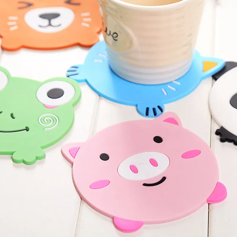 

5pcs Cartoon Animal Drink Coaster Table Pad Silicone Insulation Placemat Coffee Coasters Stand For Hot Cup Mat Pad Kitchen Mats