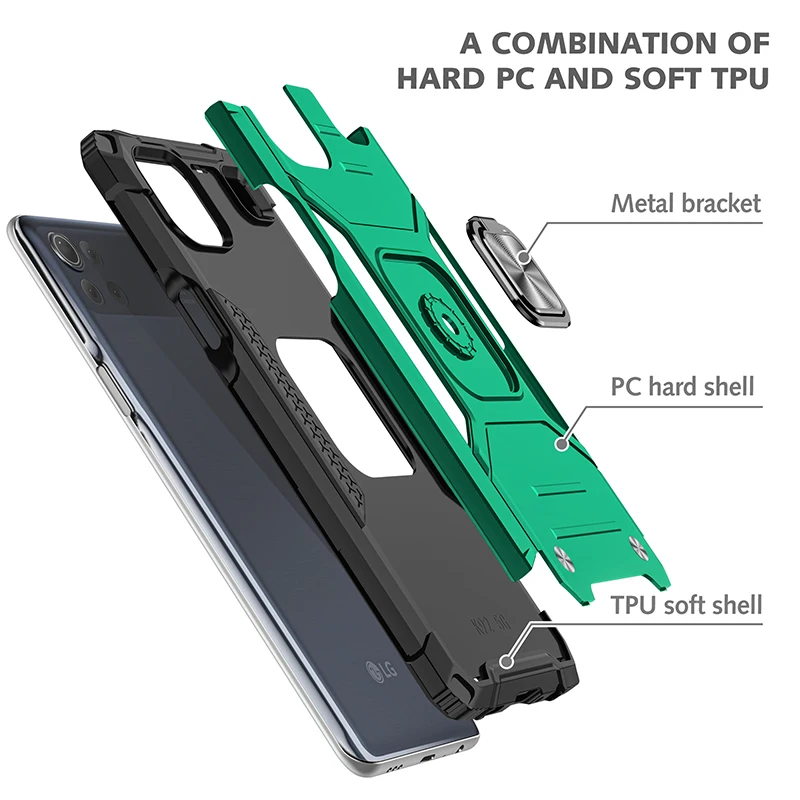 Магнитный металлический чехол-подставка с кольцом для телефона LG Stylo 7 6 5 K92 K52 K53 K22