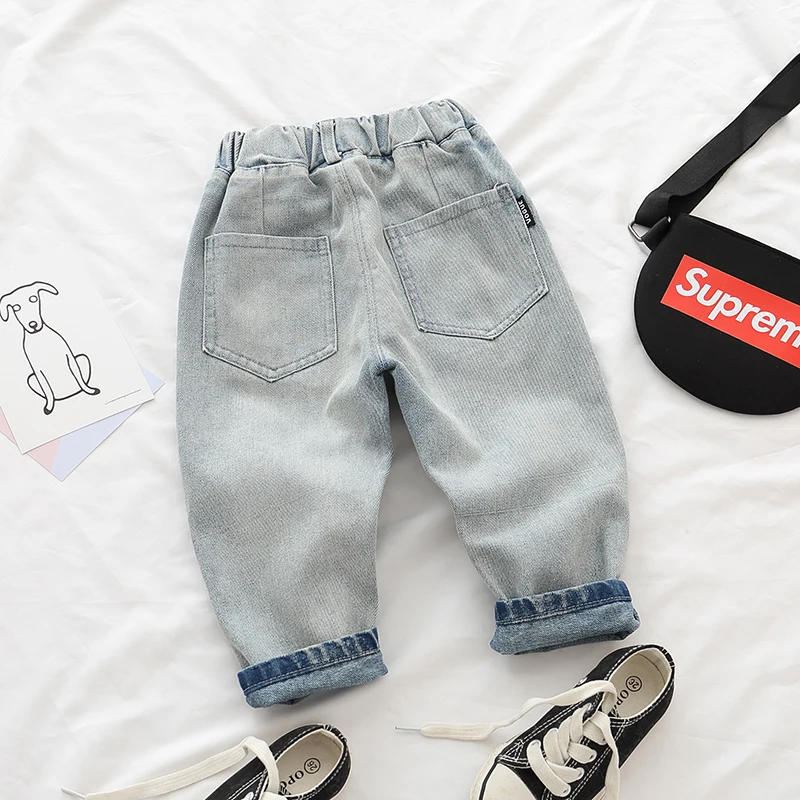 Новинка 2019 года модные джинсы для девочек Изысканная одежда маленьких осенние