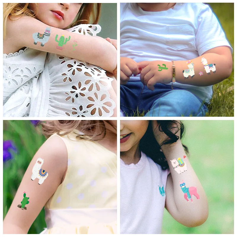 

10 шт., водонепроницаемые наклейки для лица с изображением альпаки