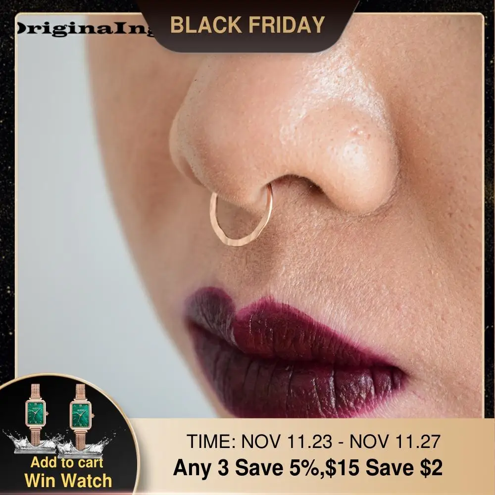 

925 Silver Nose Ring Gold Filled Handmade Fake Piercing Jewelry Hammered Tiny Septum Hoop Jewelry Boho Fake Piercing Ring