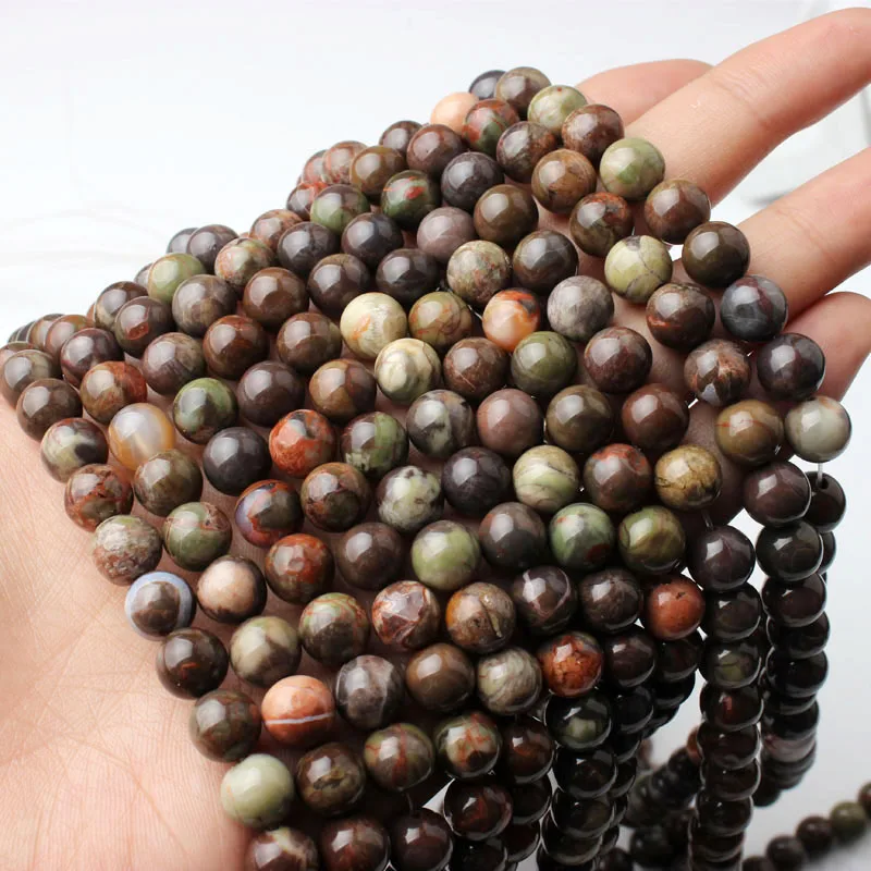 Модный натуральный цветной Дракон LanLi 6/8/10 мм камень рассыпчатые бусины DIY браслет