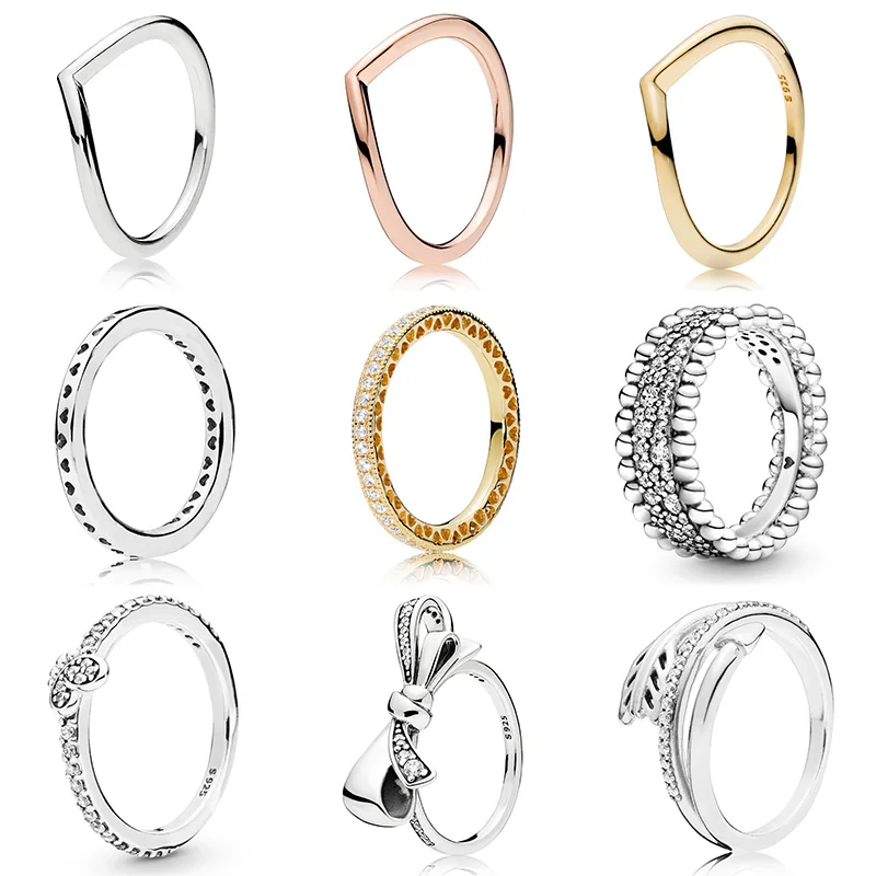 Женские кольца из стерлингового серебра 925 пробы с розовым золотом полированное