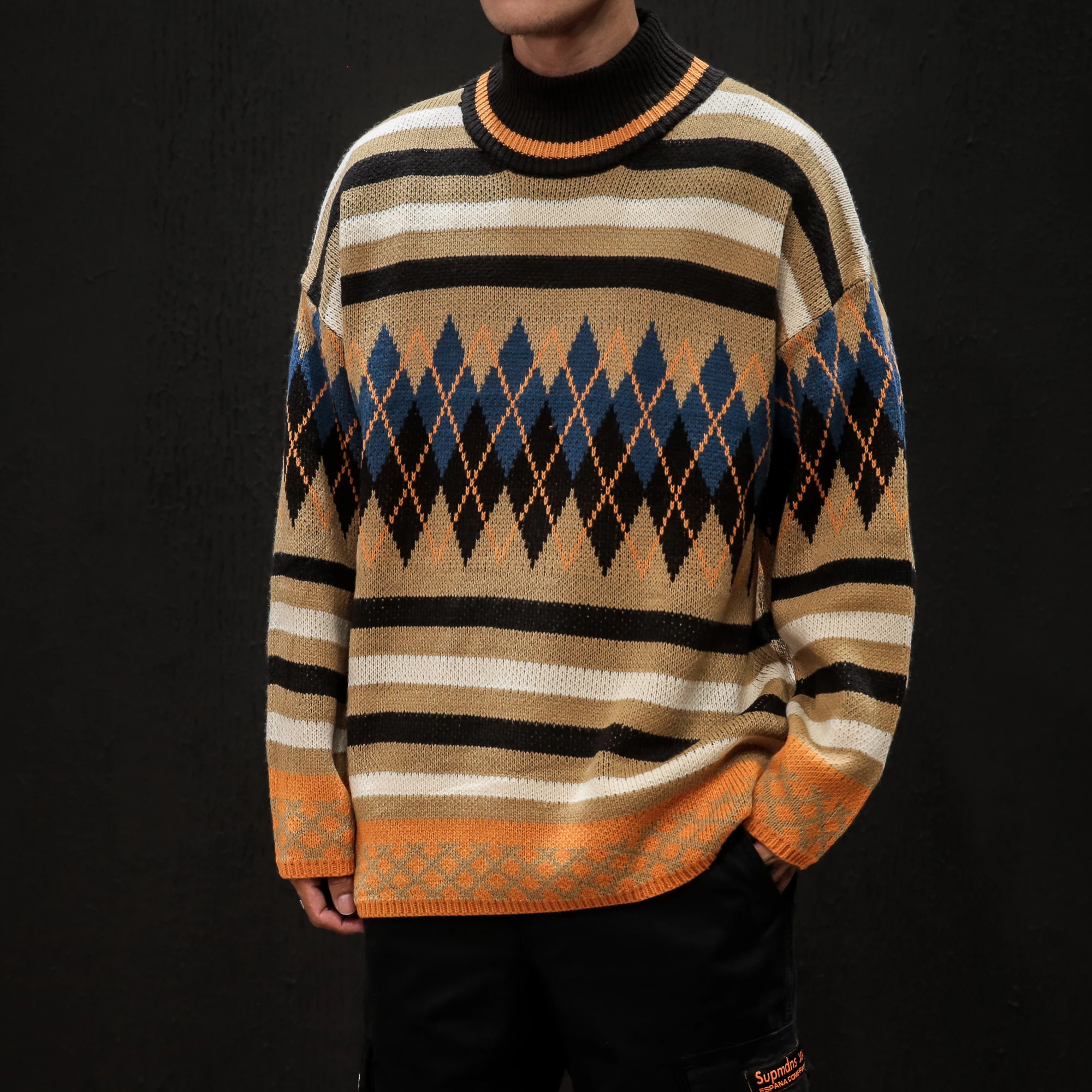 Модный свитер с принтом Мужская Уличная одежда вязаный мужской пуловер мягкий