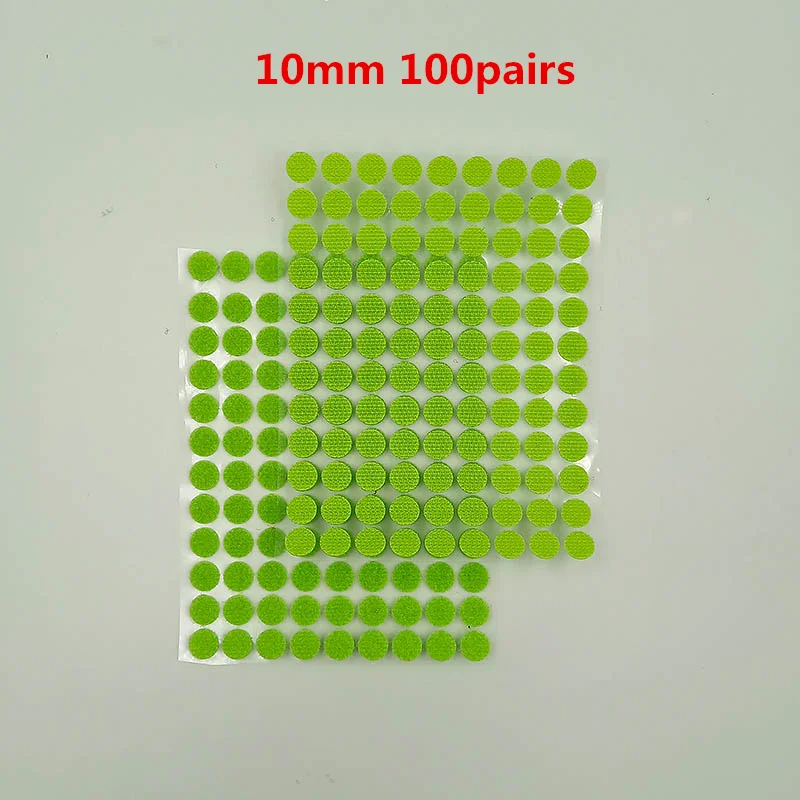 Green 10mm 100pairs 100 пар Самоклеящиеся Застежки лента 10/15/20/25/30 мм сильный клей точки Стикеры крюк и петля; цвет белый, черный; Круглый Монеты нейлоновая лента - Цвет: Green 10mm 100pairs