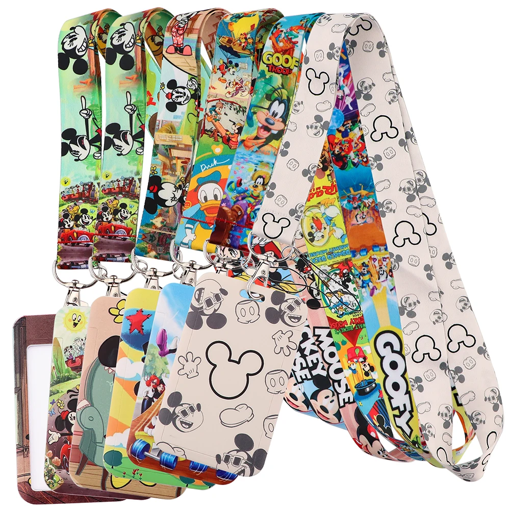 

Cute Lanyard For Keys Mickey ID Card Cover Badge Holder Business Phone Charm Key Lanyard Neck Straps Keychain Accessories Gifts