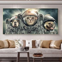 home decor astronaut cat space oil painting canvas wall pictures for living room posters and prints home decor