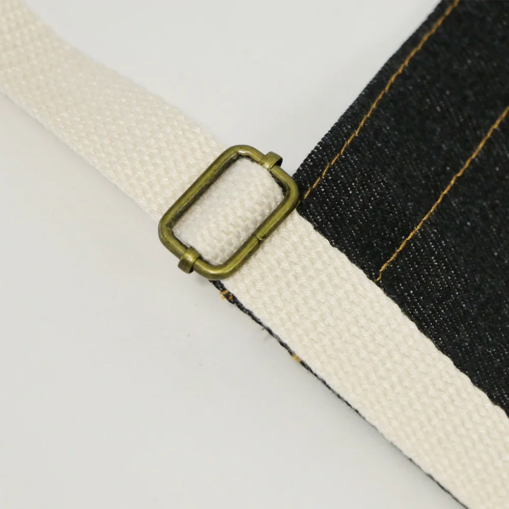

Fashionable Brief Black Long Denim Apron Suitable For All Seasons Soft & Comfortable Fabric Unisex Flower Shop Cafe Restaurant