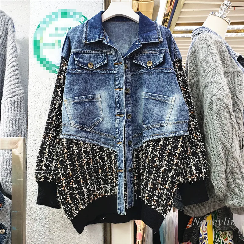

Denim Coat Women Autumn Women's 2021 New Fashionable Temperamental All-Match Retro Tweed Jacket Loose Streetwear Manteau Femme
