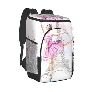 picnic cooler backpack ballerina dancing on eiffel tower waterproof thermo bag refrigerator fresh keeping thermal insulated bag free global shipping