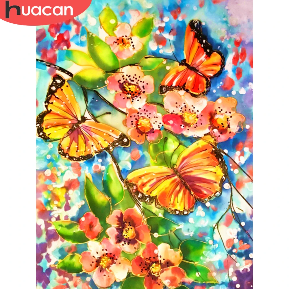 

HUACAN Picture By Number Butterfly Animals Kits For Adults Handpainted DIY Paint By Number Flower On Canvas Home Decoration Gift