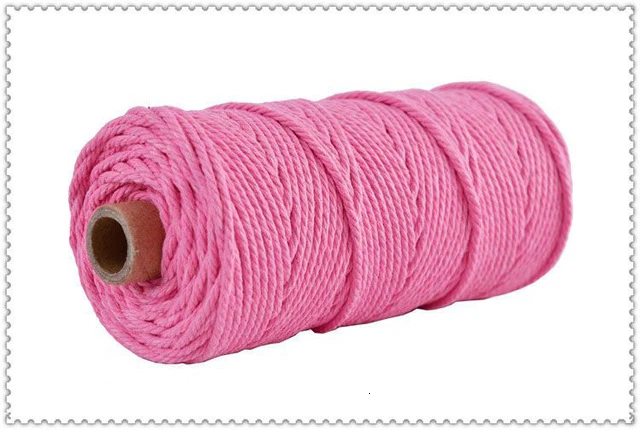 Pink 22 цвета, 100 м, 109 ярдов, цветная, цветная, ручная работа, длинный, макраме, хлопок, скрученный шнур, 3 мм, ручная работа, плетеная проволока - Цвет: Pink