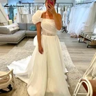 Уникальные свадебные платья трапециевидной формы на одно плечо, женское пляжное свадебное платье, богемный халат с большим бантом, свадебное платье