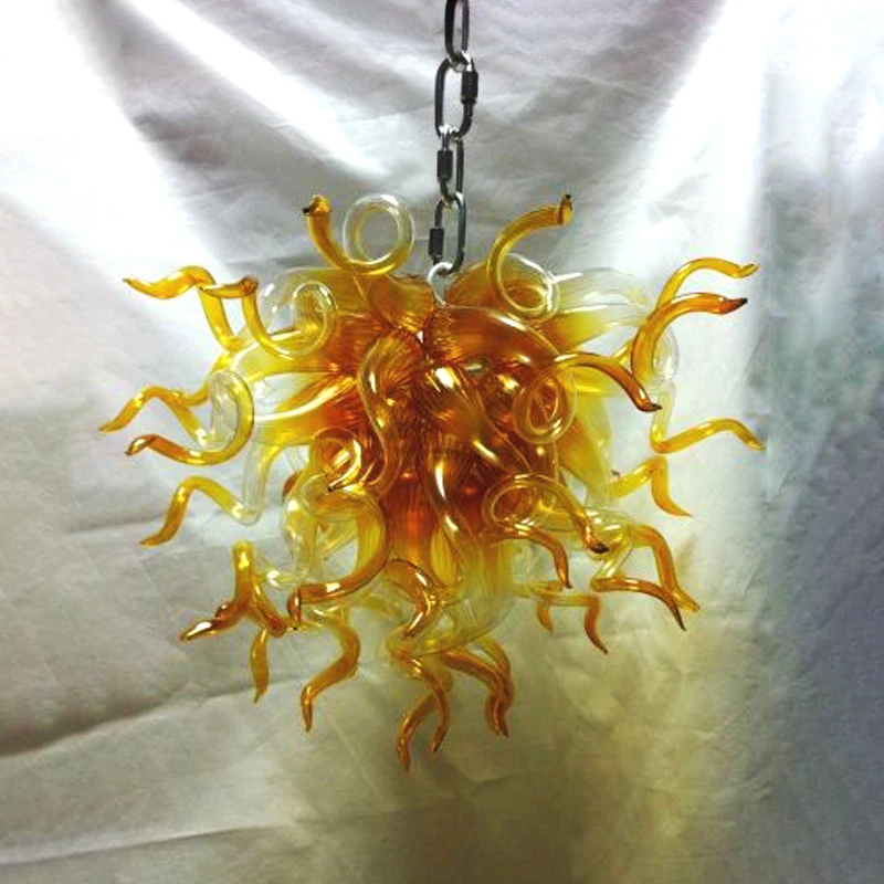 

C88-Free Shipping Amber Blown Glass Chandelier Modern 24inch long Chain Chandelier Light Fixture