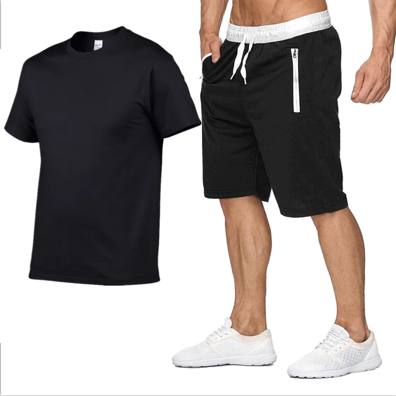 

2021 Men Casual Set Fashion 2 PCS SuitShort Sleeve T-shirt Shorts Sets Male Sportswear Tracksuit Summer Sportsuit XXL