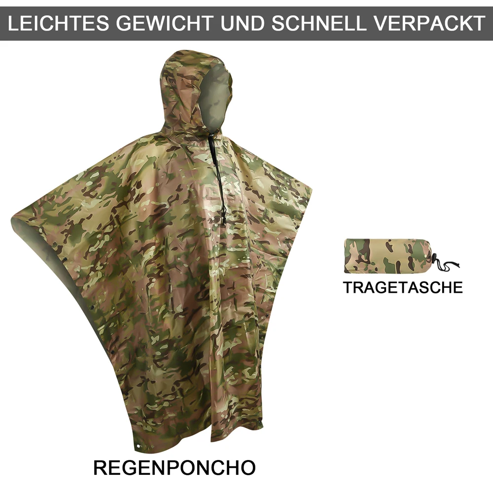 Водонепроницаемый Камуфляжный дождевик на молнии для мужчин и женщин военный