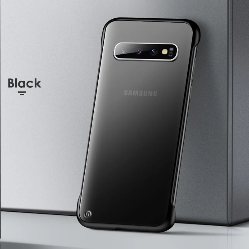 Akcoo Примечание 10 чехол дизайн без рамок для samsung Galaxy S7 8 9 Plus Note 8 9 S10 A20 30 40 50 60 70 80 93 M10 20 40 матовый чехол - Цвет: Black
