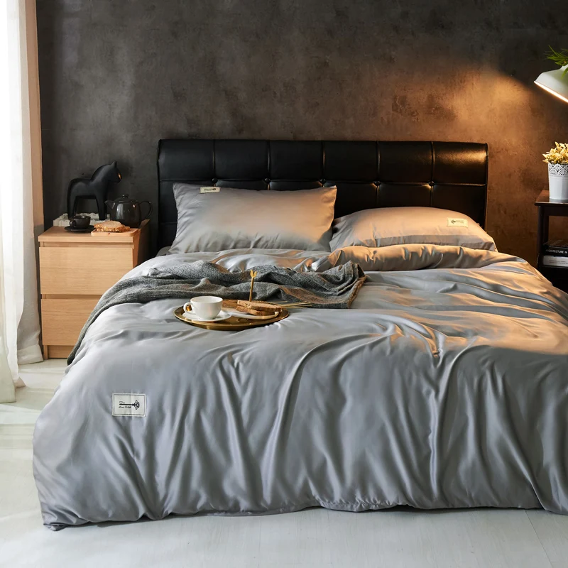 

Nordic Simple Bedding Set King Brief Duvet Cover Sets with Pillow case Single Queen Size Silk Bed Sheet Soild Bedclothes Quilts