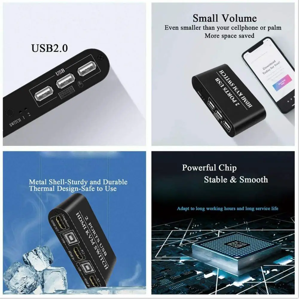 Переключатель HMDI KVM 2 порта USB Ultra HD 2x1 DP Hub UHD 4K @ 30 Гц в 1 переключатель горячей