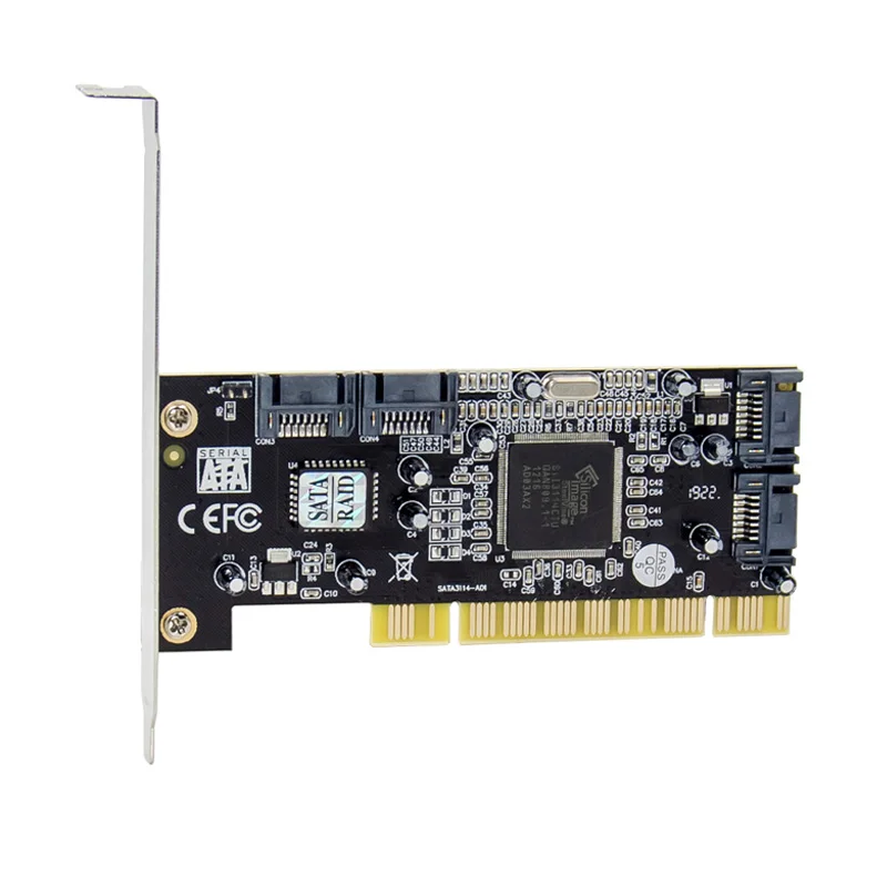 

Zeadow PCI To 4-Port SATA Riser Card Sil3114 Master 1.5Gb/s SATA PCI 4 Ports RAID Expansion Adapter For Windows Linux