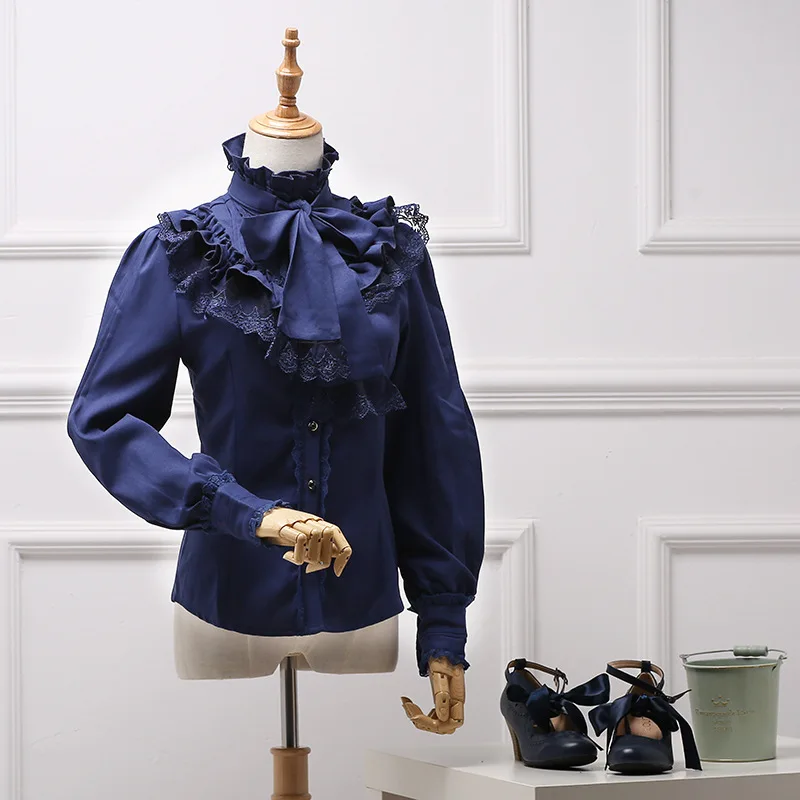Винтажная Милая рубашка в стиле &quotЛолита&quot дворцовая кружевная приталенная