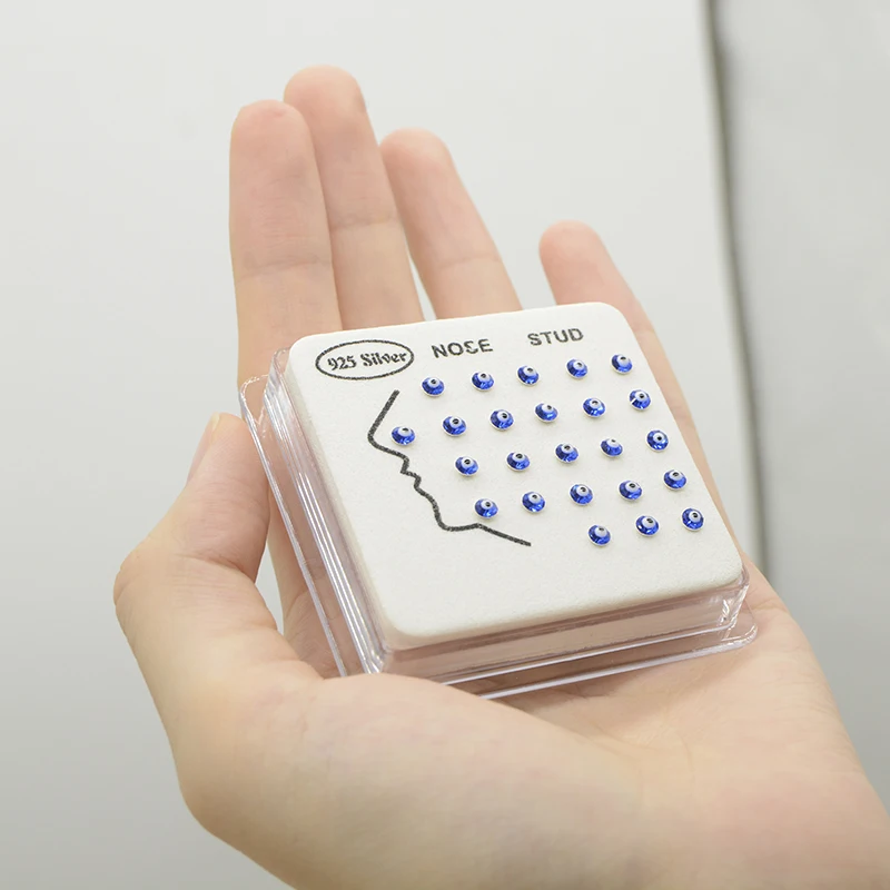 HelloLook 24 шт./компл. пирсинг для носа кольцо 925 пробы серебряные носовые шпильки с