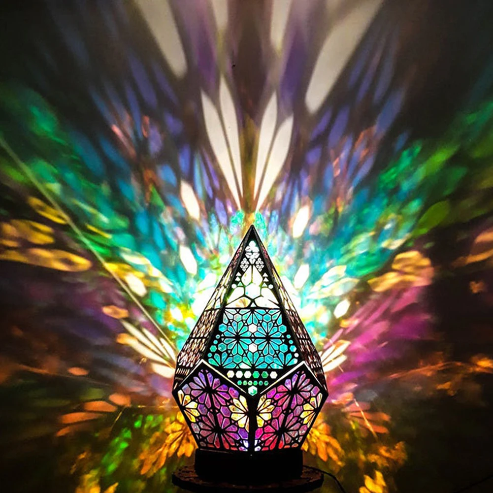 

Diamond Lamp LED Projection Bohemian Floor Lamp Plastic Colorful Night Light Star For Vintage Style Decor Bedroom Bedside Lamp