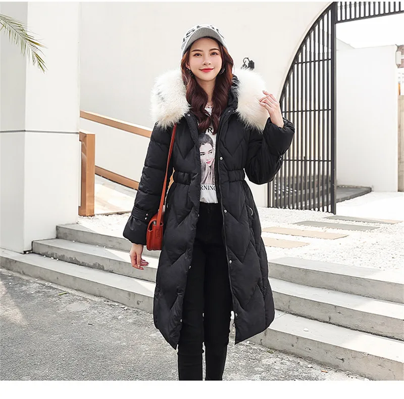 2019 New Autumn winter Medium length Women parka Hooded Outwear Coat Jacket Solid zipper Long sleeve Thick Fashion Cotto