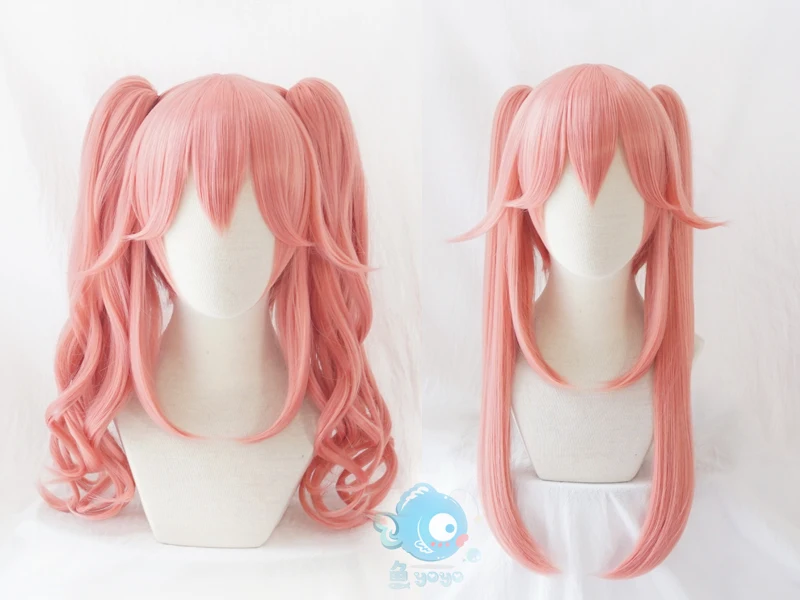 

Fate Grand Order FGO Extra Servant Caster Tamamo No Mae Curly / Straight Pink Ponytails Synthetic Hair Cosplay + Free Wig Cap