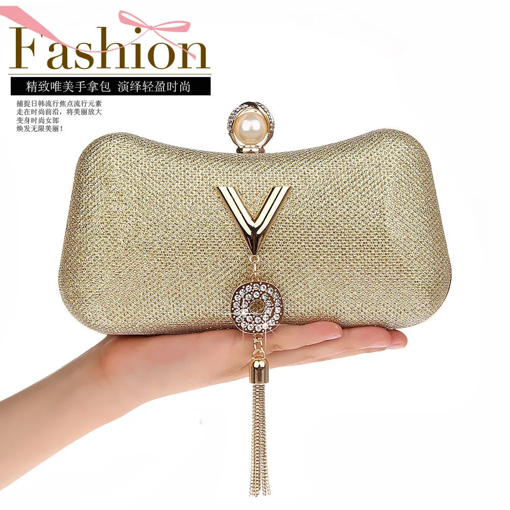 Женская вечерняя сумка Стразы с кристаллами клатч кисточкой и цепочкой кошелек