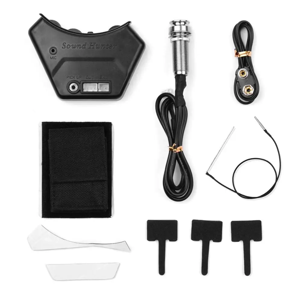 

Sound Hunter Soundhole Guitar Pickup with Pickup Piezo Rod Endpin Jack Cable with Guitar Preamp & Volume Control