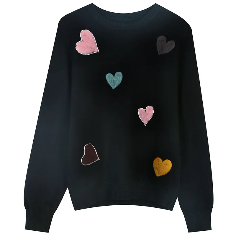 

Occident Fashion Autumn Winter Women Sweater Geometric Embroidery Knitting Sweet O-Neck Pullover Sweater Women