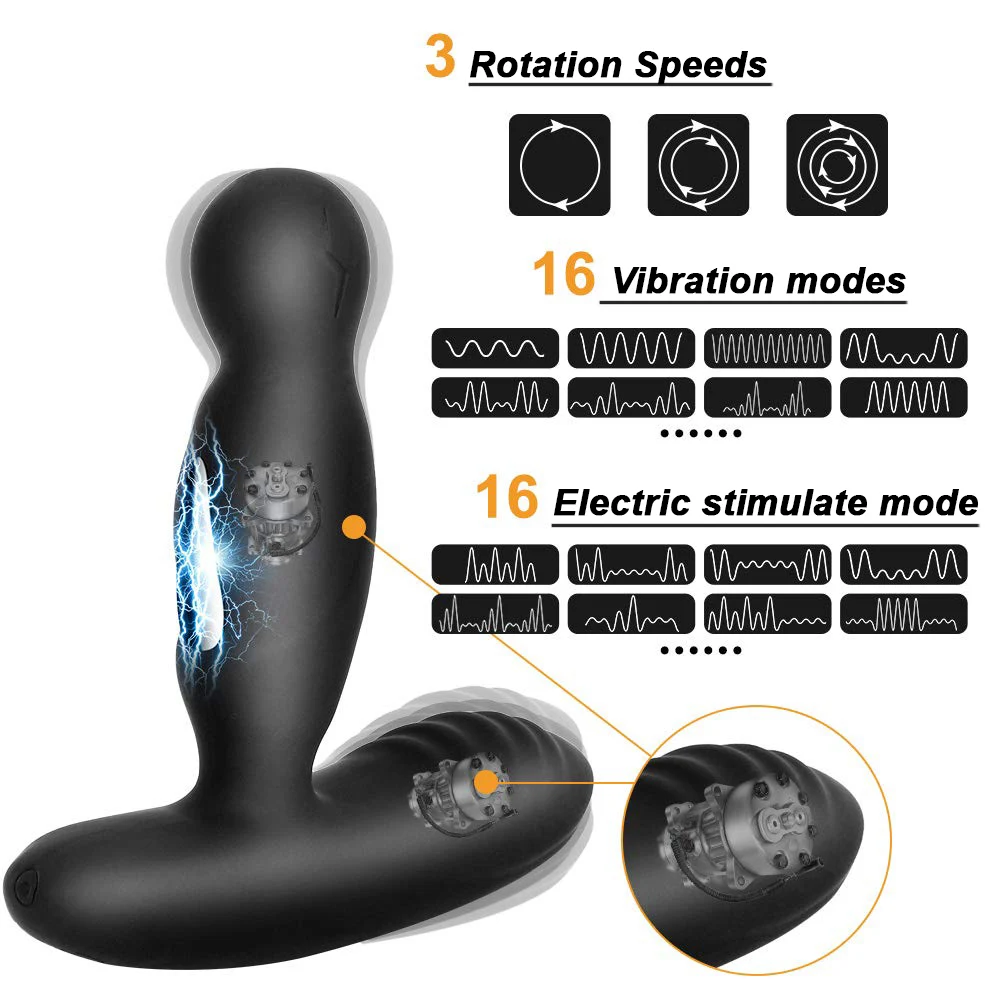 Electric Shock Pulse Man Prostate Massage Vibrators Sex Toy For Men Wireless Rotation Male Anal Butt Plug Stimulator Masturbator | Красота и