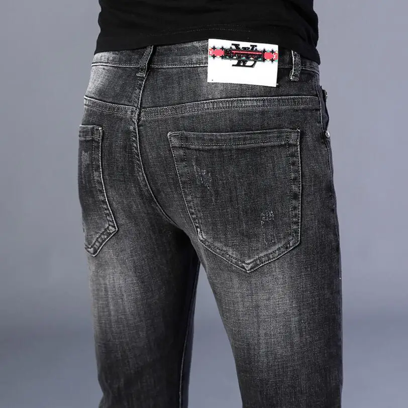 

Brand Men Blue Denim Jeans Pants Stretch Fit Long Jeans Trousers High Quality Man Classic Style Denim Pants Business Jeans 40
