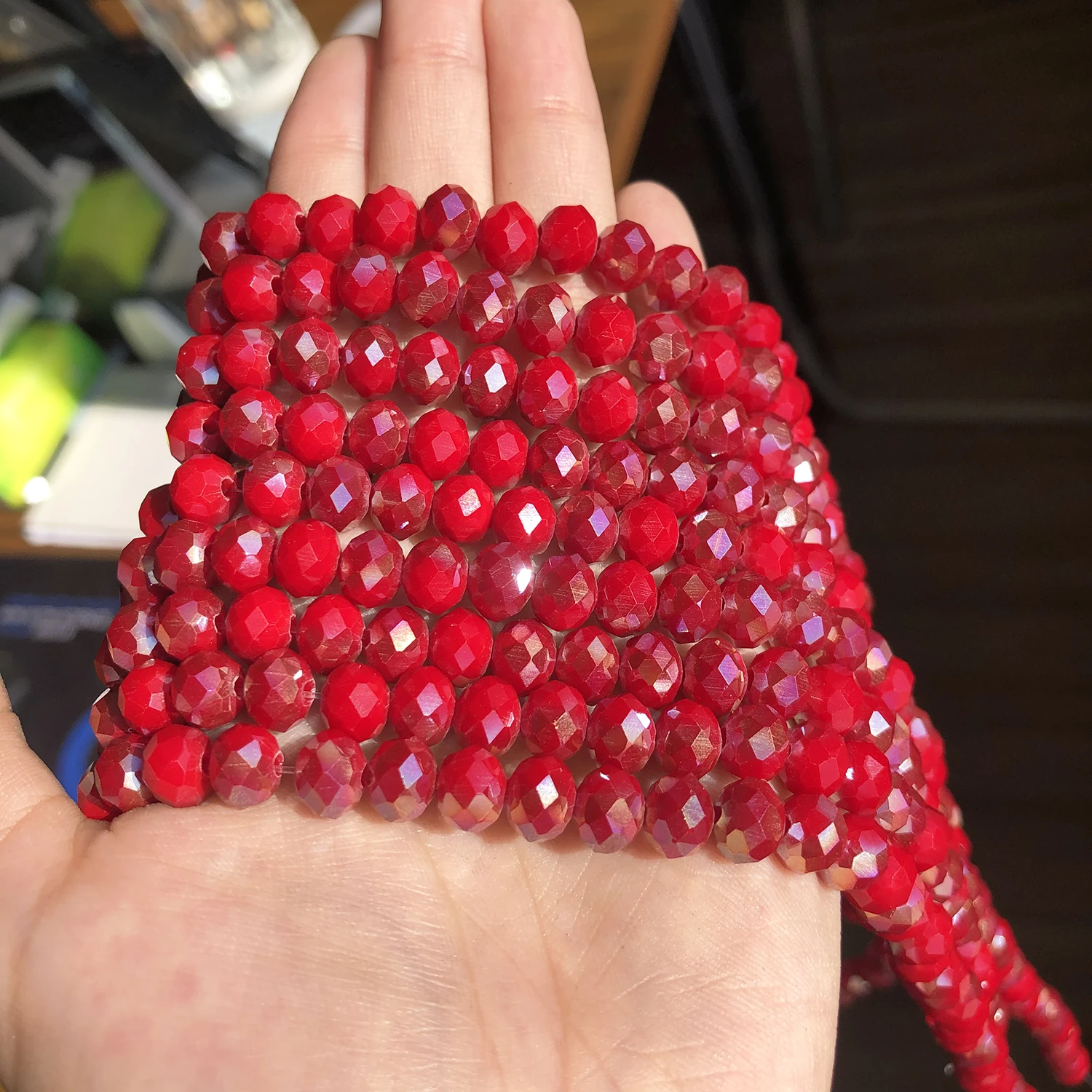 Граненые AB красные Позолоченные Австрийские хрустальные стеклянные бусины