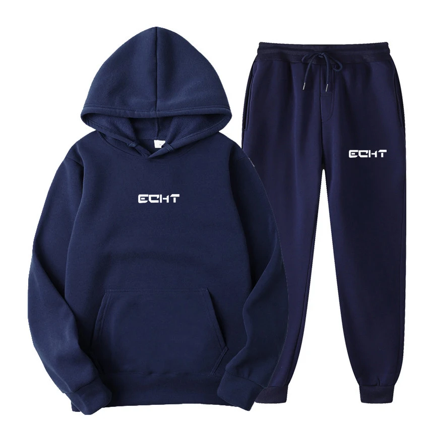 

Autumn and winter new men's hooded pullover + pants 2 warm sportswear men's casual sportswear 11 colors