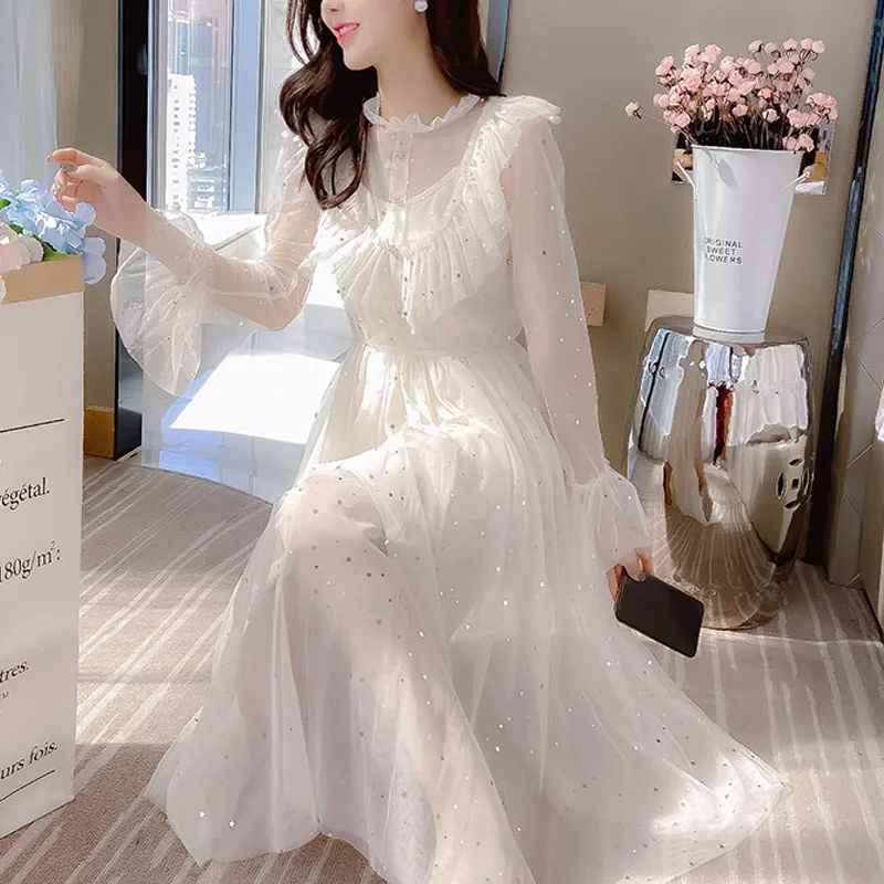 Женское шифоновое платье трапеция элегантное однотонное с блестками оборками и