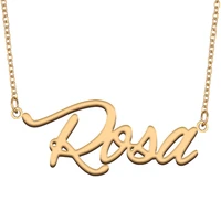 rosa name necklace for women stainless steel jewelry 18k gold plated nameplate pendant femme mother girlfriend gift