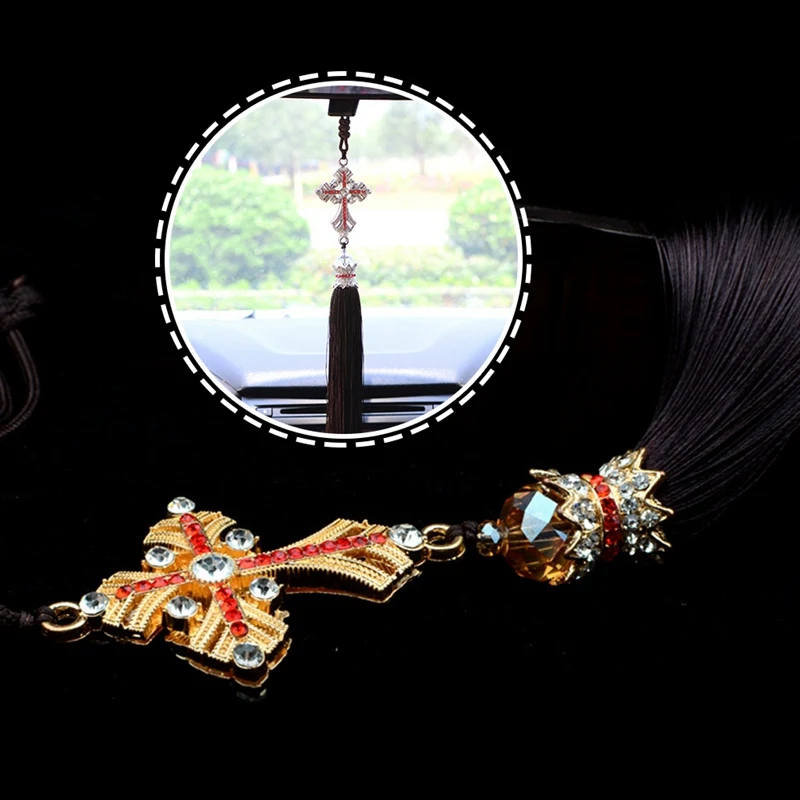 

2021 1PC Car Pendant Crystal Diamond Cross Car Decoration Car Jewelry Peace Pendant