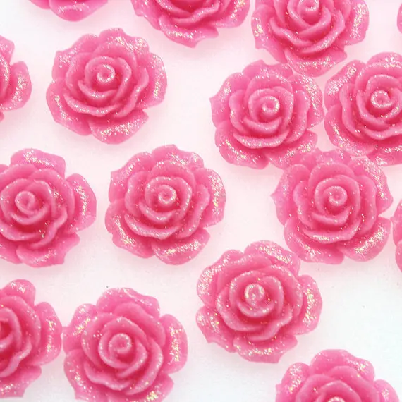 30 шт ярко-розовый Кабошон 18 мм цветок украшение плоская задняя часть ювелирных