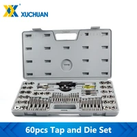 60pcs tap and die set metric and imperial thread tap die wrench kit hand tapping tools screw tap drill set