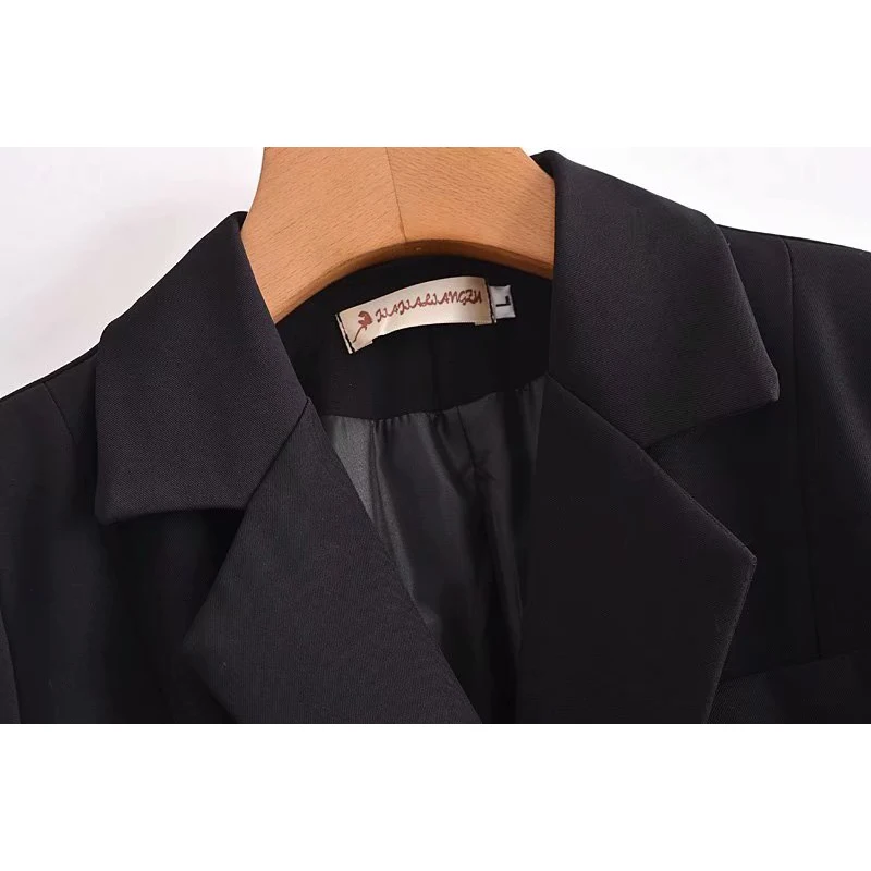 

FELIN Women Solid Balzer Plaid Print Casual Office Ladies Long Coat Double Breasted Contrast Cuffs Female Jacket Mujer Saco